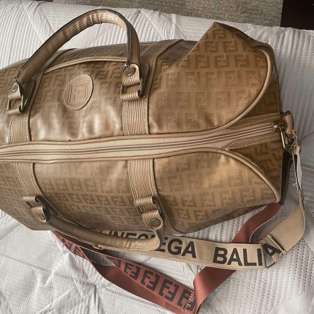 Fendi Brown Monogram Duffel Bag with Leather Trim